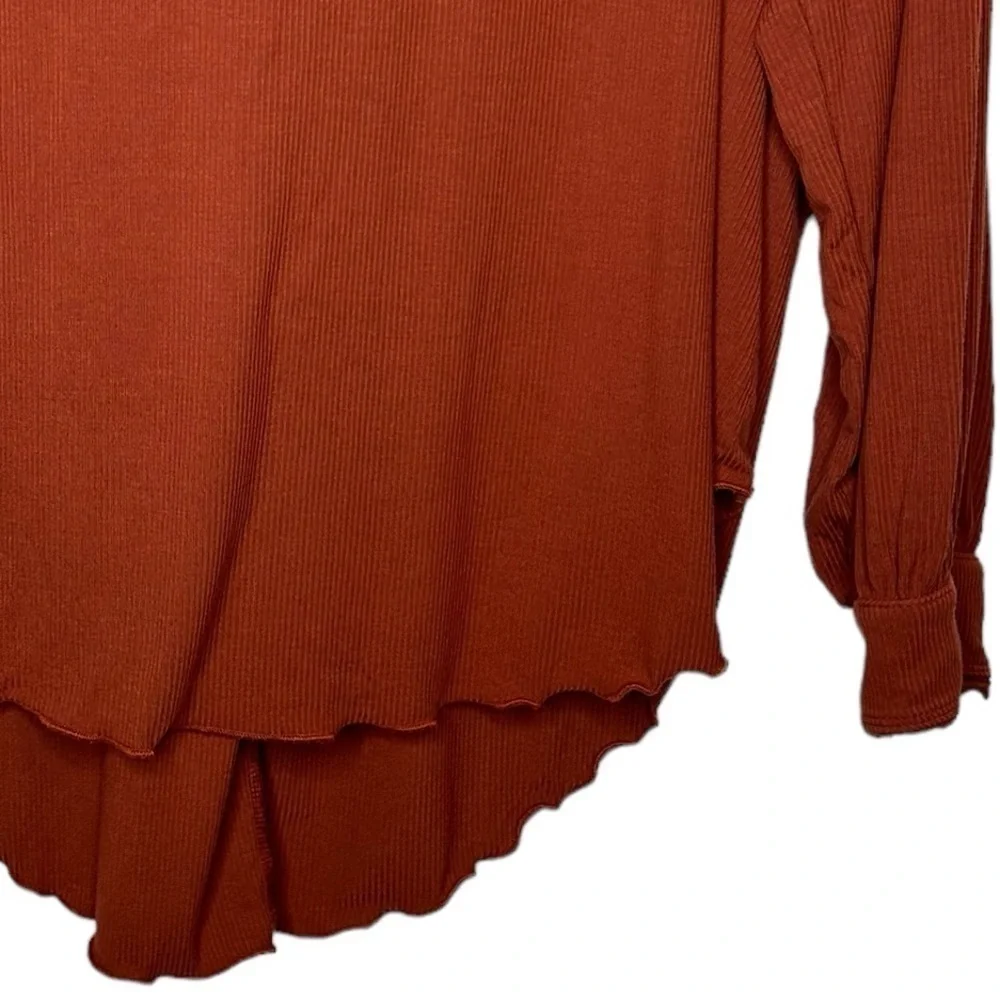 Free People Shimmy Shake Rust Orange Long Dolman Sleeve Open Back Top Medium